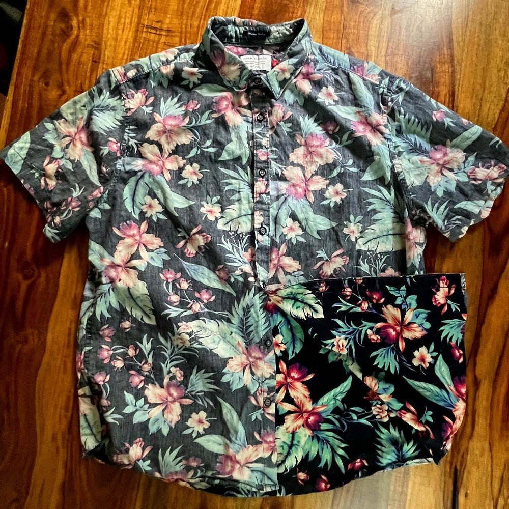 Muted Floral SUmmer Short Sleeve 100% Cotton [Cactus for Denim & Flower]